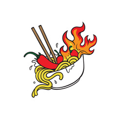 hand drawn chili spicy noodles, spicy pasta