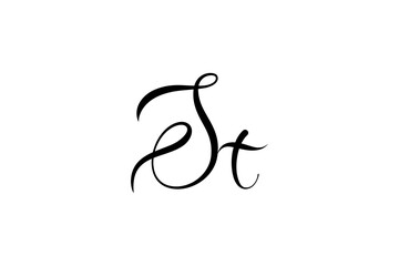 St initial handwriting logo. Monogram letter signature vector