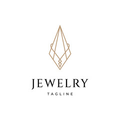 Luxury Gold Jewelry with line art style logo icon design template.