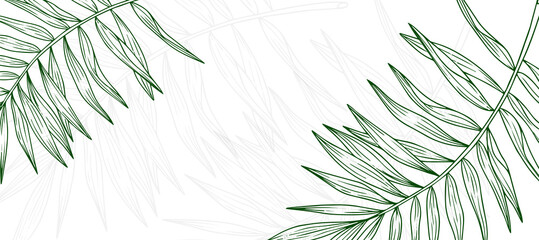 Palm Leaf Outline Abstract background Wallpaper - obrazy, fototapety, plakaty