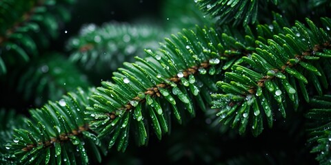 Iced Splendor, Macro Shot of Christmas Tree in Clear Water, Ideal for Holiday Themes