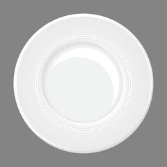 Vector realistic white plate isolated on white