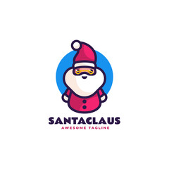 Vector Logo Illustration Santa Claus Mascot Cartoon Style.