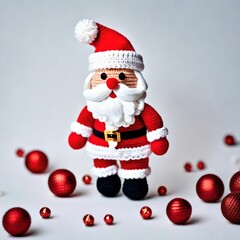 Fototapeta premium Image of a cute crocheted toy Christmas santa claus