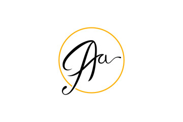 Aa handwritten logo template. Initial signature vector