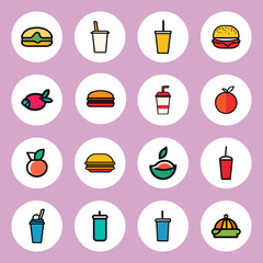 Colorful food logo icon collection vector