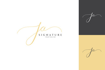 Ja handwritten logo template. Initial signature vector