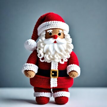 Image of a cute crocheted toy Christmas santa claus
