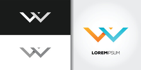 thin letter w logo set
