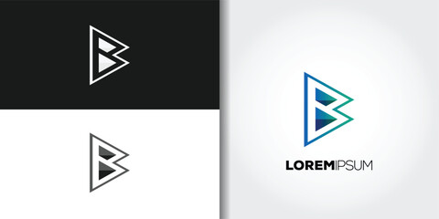 geometric letter b logo set