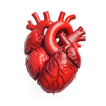 Anatomy of the human heart isolated on a white background.