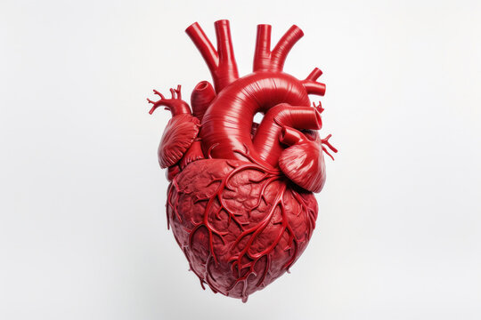 Anatomy of the human heart isolated on a white background.