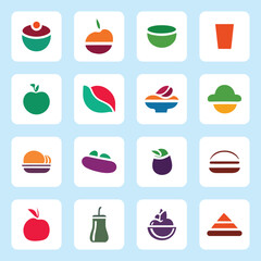 Colorful food logo icon collection vector