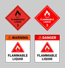Obraz premium Flammable liquid sign collection