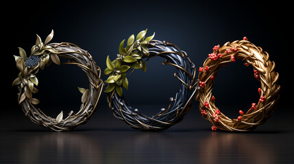 Fototapeta premium golden christmas wreath HD 8K wallpaper Stock Photographic Image 