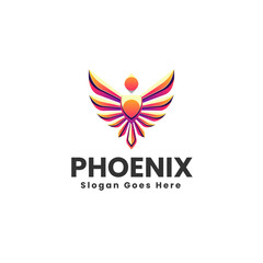 Vector Logo Illustration Phoenix Gradient Colorful Style