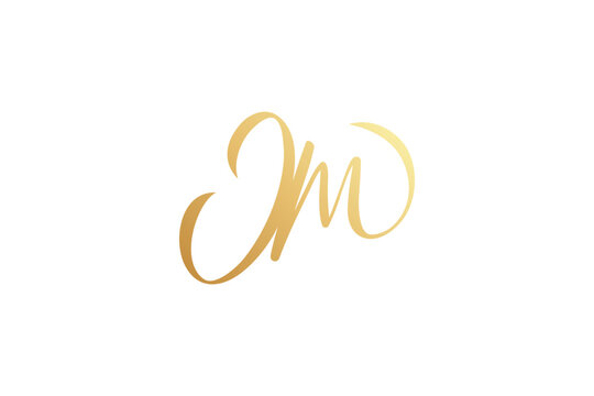 Jm initial signature logo. Handwriting logo template vector
