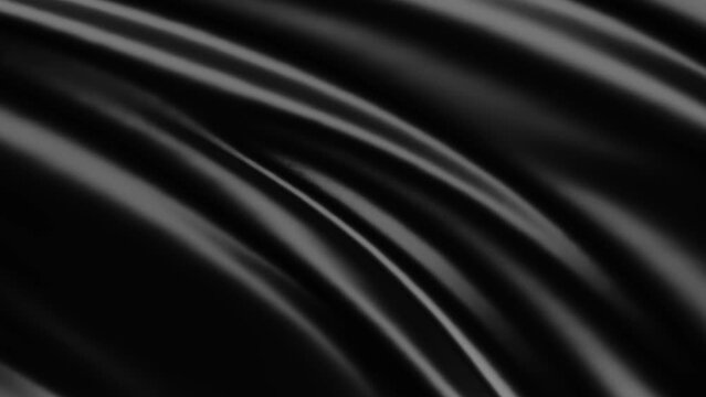 Black wavy shiny fabric background
