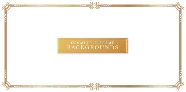 gold frame rectangle rounded corner elegant ornaments vector templates isolated background for luxury invitation, certificate of completion template, stationery design materials, collages, scene desks