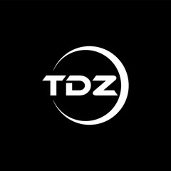TDZ letter logo design with black background in illustrator, cube logo, vector logo, modern alphabet font overlap style. calligraphy designs for logo, Poster, Invitation, etc.