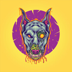 Horror zombie dog abstract ornament vector illustrations for your work logo, merchandise t-shirt, stickers and label designs, poster, greeting cards advertising business company or brands.