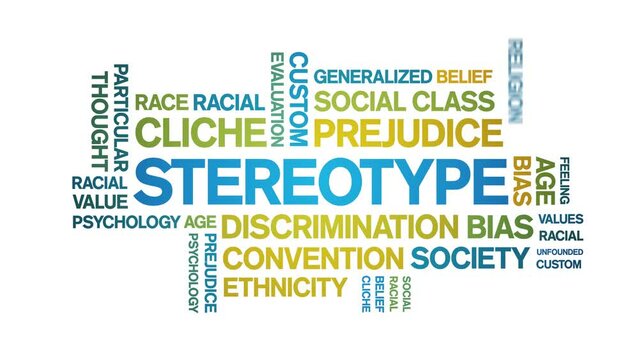 Stereotype animated tag word cloud;text design animation kinetic typography seamless loop.