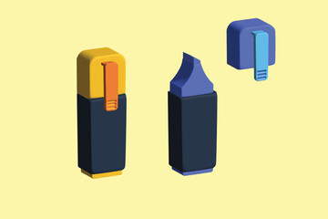 School stationery icon. School supplies concept. Realistic 3d object cartoon style. Vector colorful illustration.