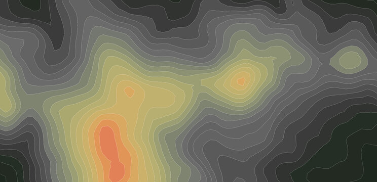 Elevation geodetic map of the mountainous region of the western highlands of Vietnam. BLACK AND WHITE GEOGRAPHIC BACKGROUND STYLE WITH STRONG CONTRAST COLORS SHOWING TEMPERATURE