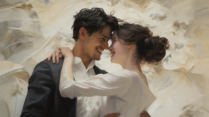 笑顔で見つめ合うカップル