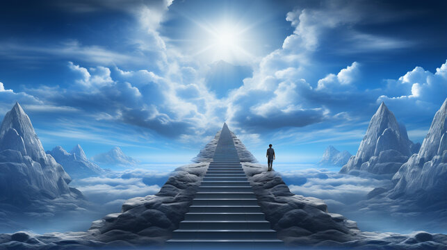 stairs to heaven HD 8K wallpaper Stock Photographic Image 