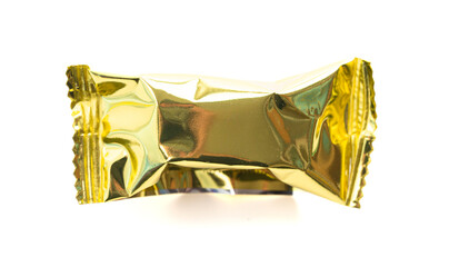 Gold Foil Wrapped Chocolate Truffles on a White Background