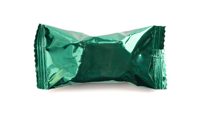 Green Foil Wrapped Chocolate Truffles on a White Background