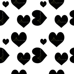 Seamless pattern, black hearts, tent pattern
