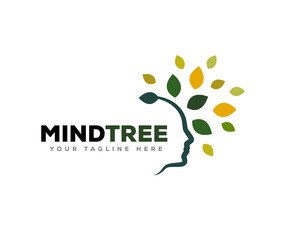 Green eco head face spa logo icon symbol design template illustration inspiration