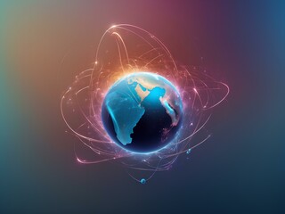 earth in space with aura, blank background, for design, isolated