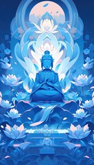 blue medicine buddha, illustration