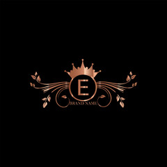 Creative letter logo design with golden color