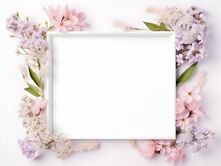 Ai generated floral frame with nice presentation of flower, flower frame background, blank floral frame with space of texts, wedding or event invitation card with blank text area