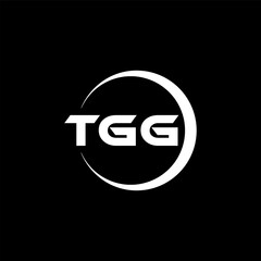 TGG letter logo design with black background in illustrator, cube logo, vector logo, modern alphabet font overlap style. calligraphy designs for logo, Poster, Invitation, etc.