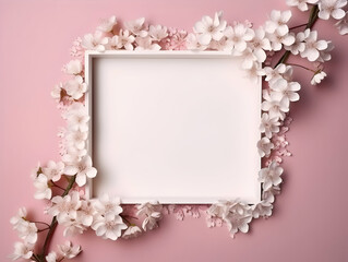 Ai generated floral frame with nice presentation of flower, flower frame background, blank floral frame with space of texts, wedding or event invitation card with blank text area