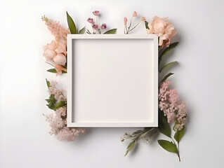 Ai generated floral frame with nice presentation of flower, flower frame background, blank floral frame with space of texts, wedding or event invitation card with blank text area