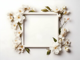 Ai generated floral frame with nice presentation of flower, flower frame background, blank floral frame with space of texts, wedding or event invitation card with blank text area