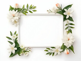 Ai generated floral frame with nice presentation of flower, flower frame background, blank floral frame with space of texts, wedding or event invitation card with blank text area