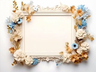 Fototapeta na wymiar Ai generated floral frame with nice presentation of flower, flower frame background, blank floral frame with space of texts, wedding or event invitation card with blank text area
