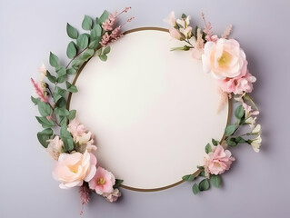 Ai generated floral frame with nice presentation of flower, flower frame background, blank floral frame with space of texts, wedding or event invitation card with blank text area