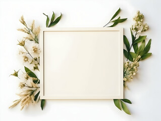 Ai generated floral frame with nice presentation of flower, flower frame background, blank floral frame with space of texts, wedding or event invitation card with blank text area