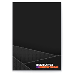 Black cover. Multi layered graphics and halftone effect. Minimalistic design.