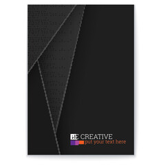 Black poster with multi layered graphics. Halftone effect. Minimalistic design.