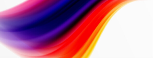 Rainbow color silk blurred wavy line background on white, luxuriously vibrant visually captivating backdrop. Stunning blend of colors reminiscent of rainbow, silky and gracefully blurred wavy pattern