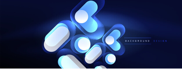 Glowing round shapes abstract background. Template for wallpaper, banner, presentation, background